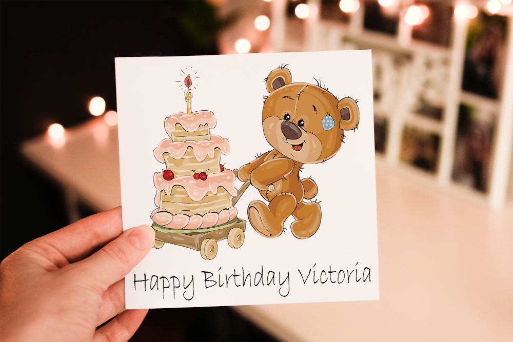 Teddy Birthday Card, Card for Birthday, Birthday Card